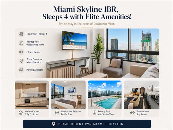 Miami Skyline 1BR, Sleeps 4 with Elite Amenities! - Image 1
